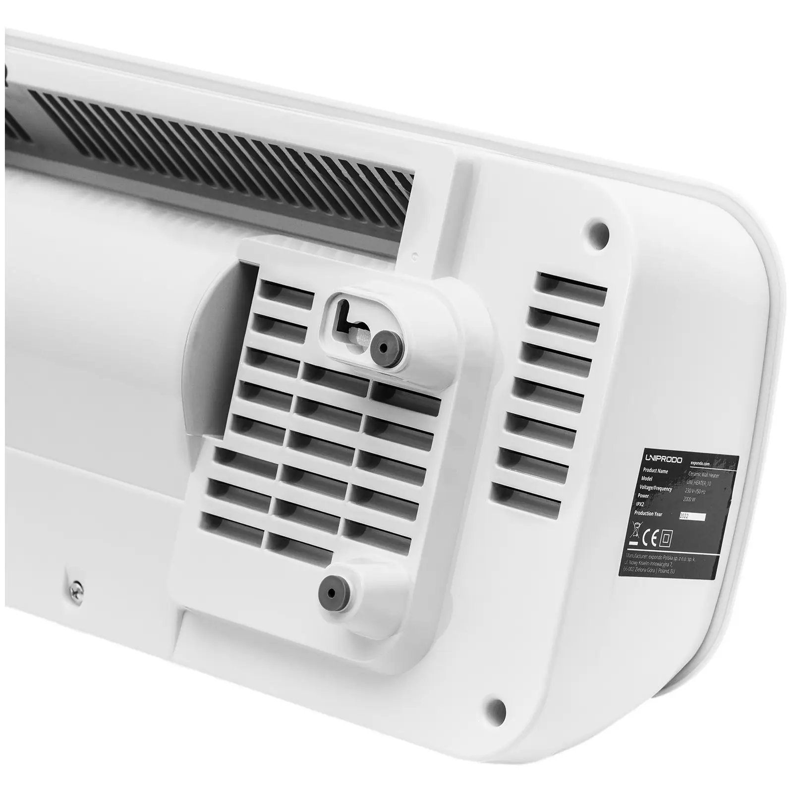 Termoventilatore a parete - Ceramica - 10 - 49 °C - 1000/2000 W - Telecomando - Extra sottile