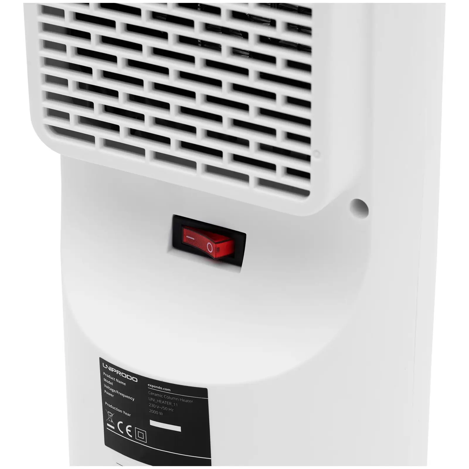 Elektrický ohrievač s ventilátorom - 1200/2000 W - otočný - biely