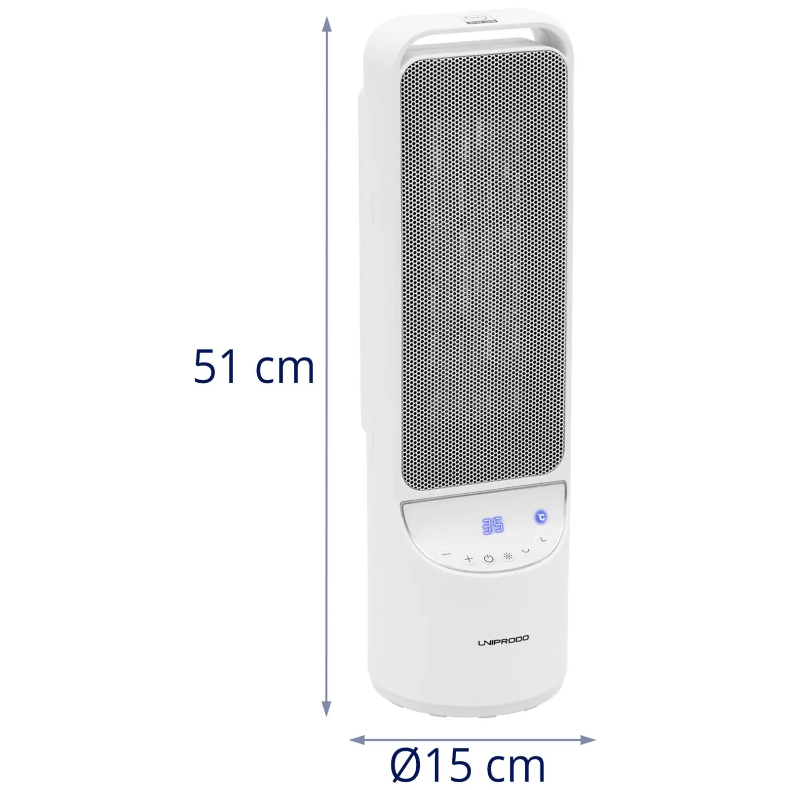 Elektrický ohrievač s ventilátorom 1200/2000 W otočný biely - Elektrické ohrievače Uniprodo.