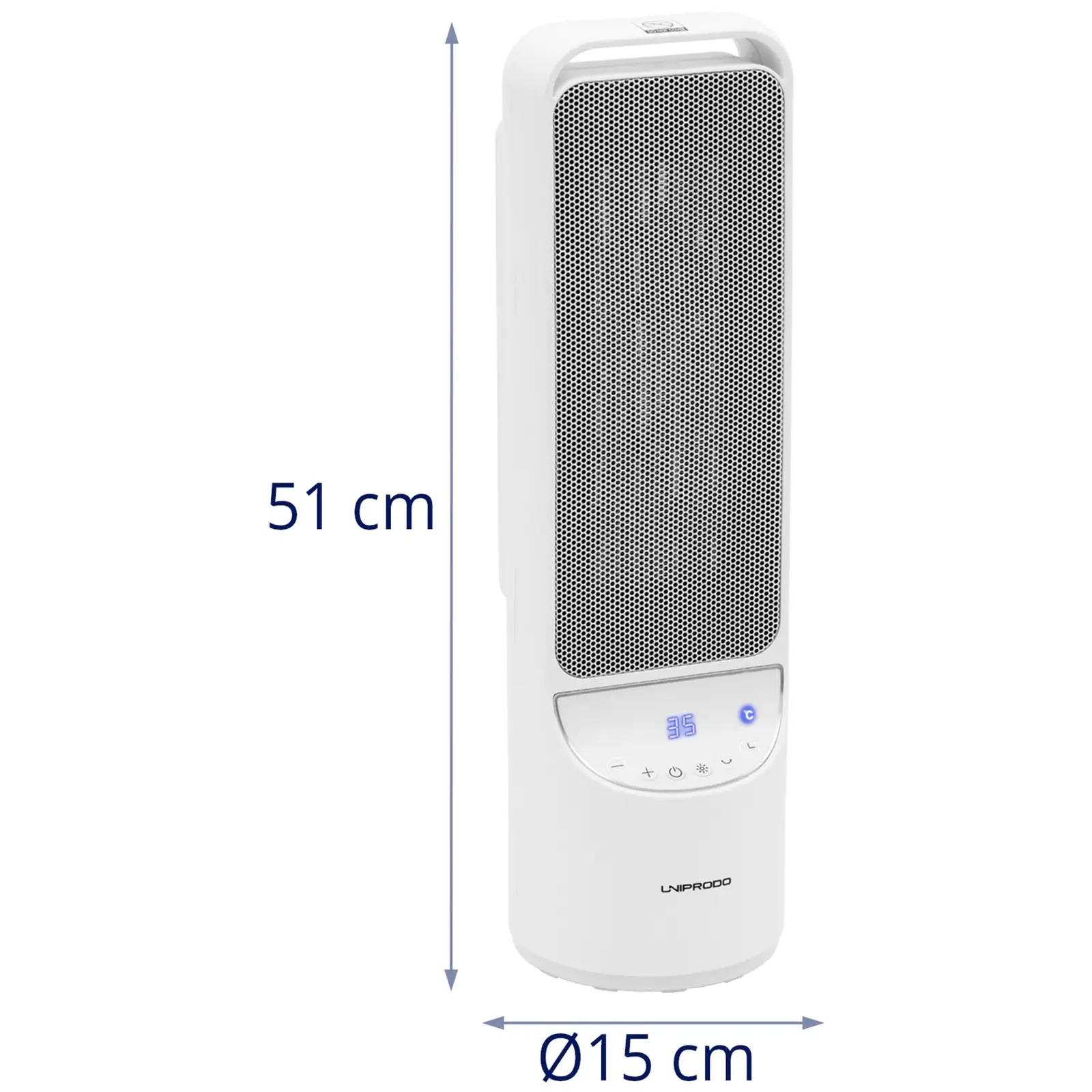 Elektrisk varmer - 1200/2000 W - svivel - hvit