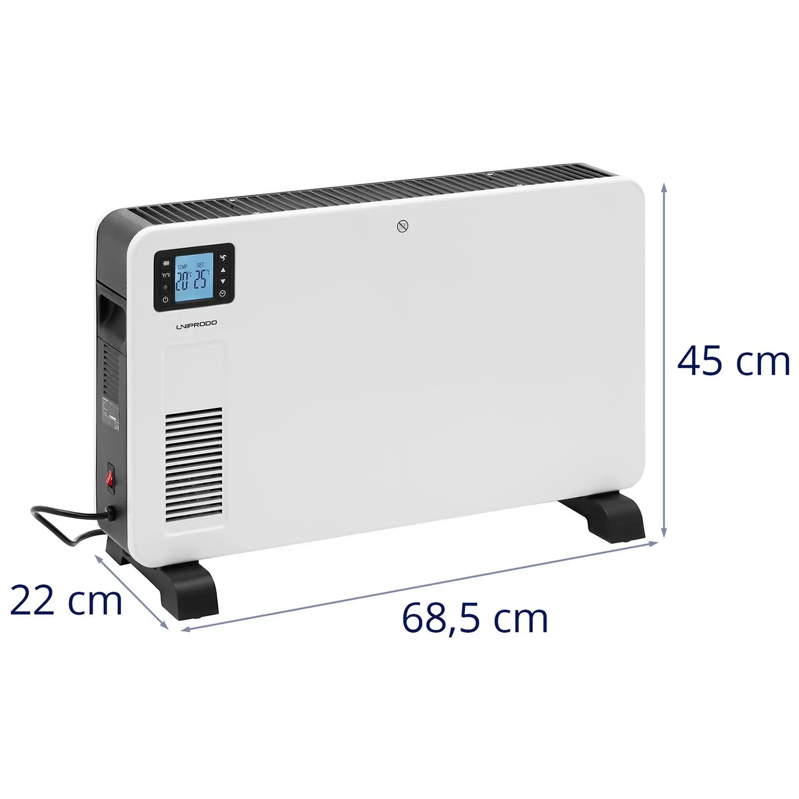 Termoconvettore elettrico - Per 25 m² - 2300 W - Timer - LCD - Telecomando