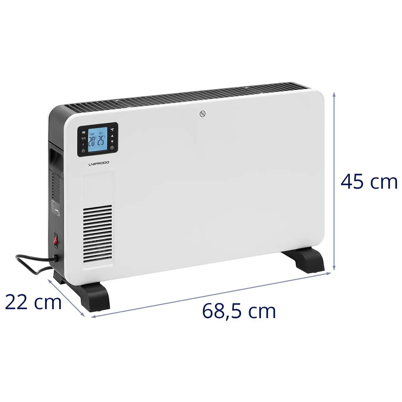 Convector de încălzire - pentru 25 m² - 2300 W - temporizator - LCD - telecomandă