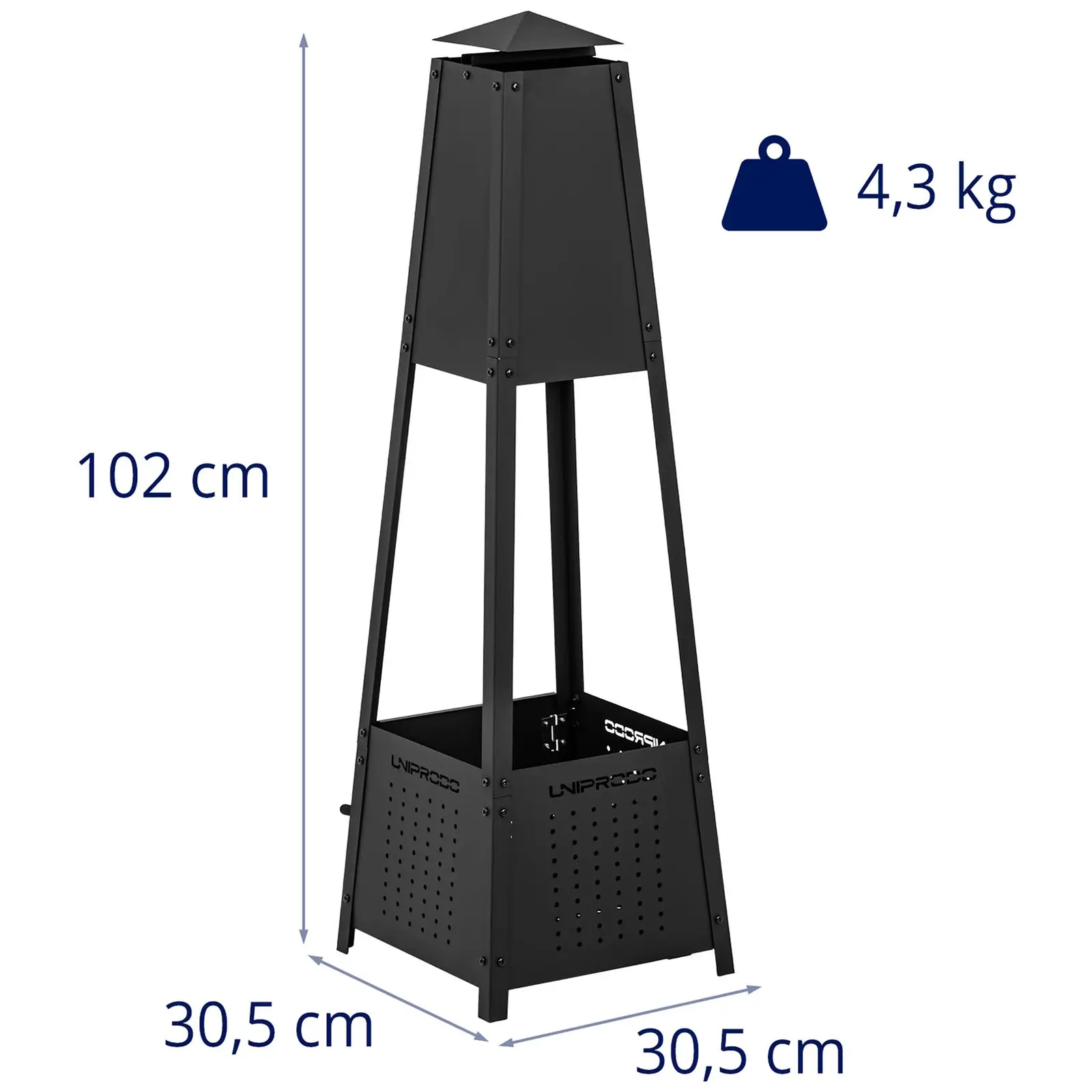 Miska na oheň - 30 x 30 x 100 cm- pyramidový design