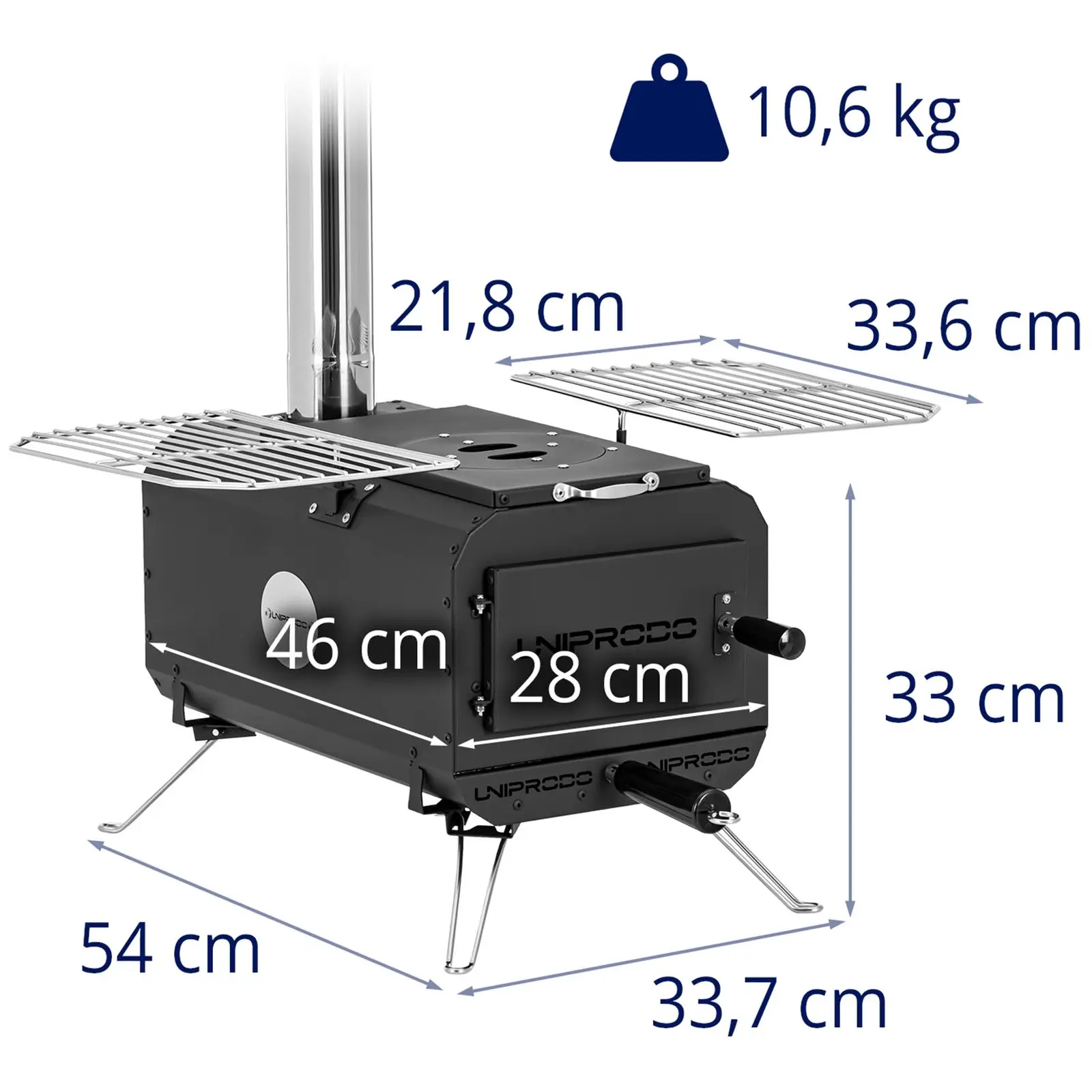 Палатка печка - черен - сгъваем - 460 x 280 x 231 mm - въглеродна стомана