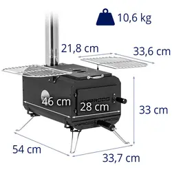 Telt komfyr - svart - sammenleggbar - 460 x 280 x 231 mm - karbonstål