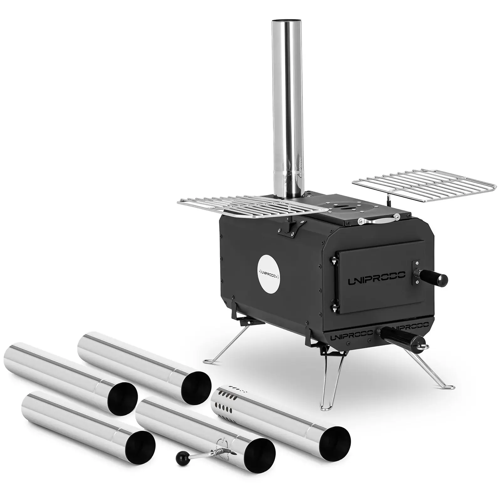 Occasion Poêle à bois pour tente - noir - pliable - 382 x 250 x 231 mm - acier au carbone