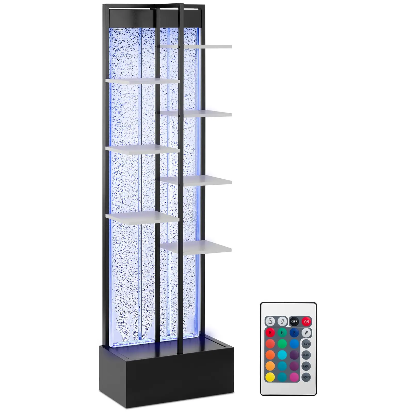 Ścianka wodna bąbelkowa z półkami - LED / RGB - pilot - 55 x 30 x 187 cm