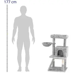 Arbre à chat - Gris clair - balle et hamac inclus - 48 x 43 x 126 cm