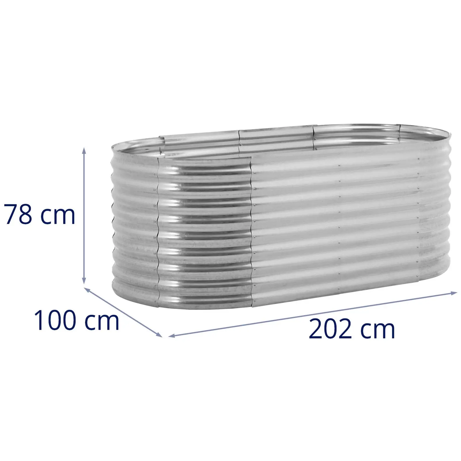 Plantekasse i metall - oval -202 x 78 x 100 cm - stål