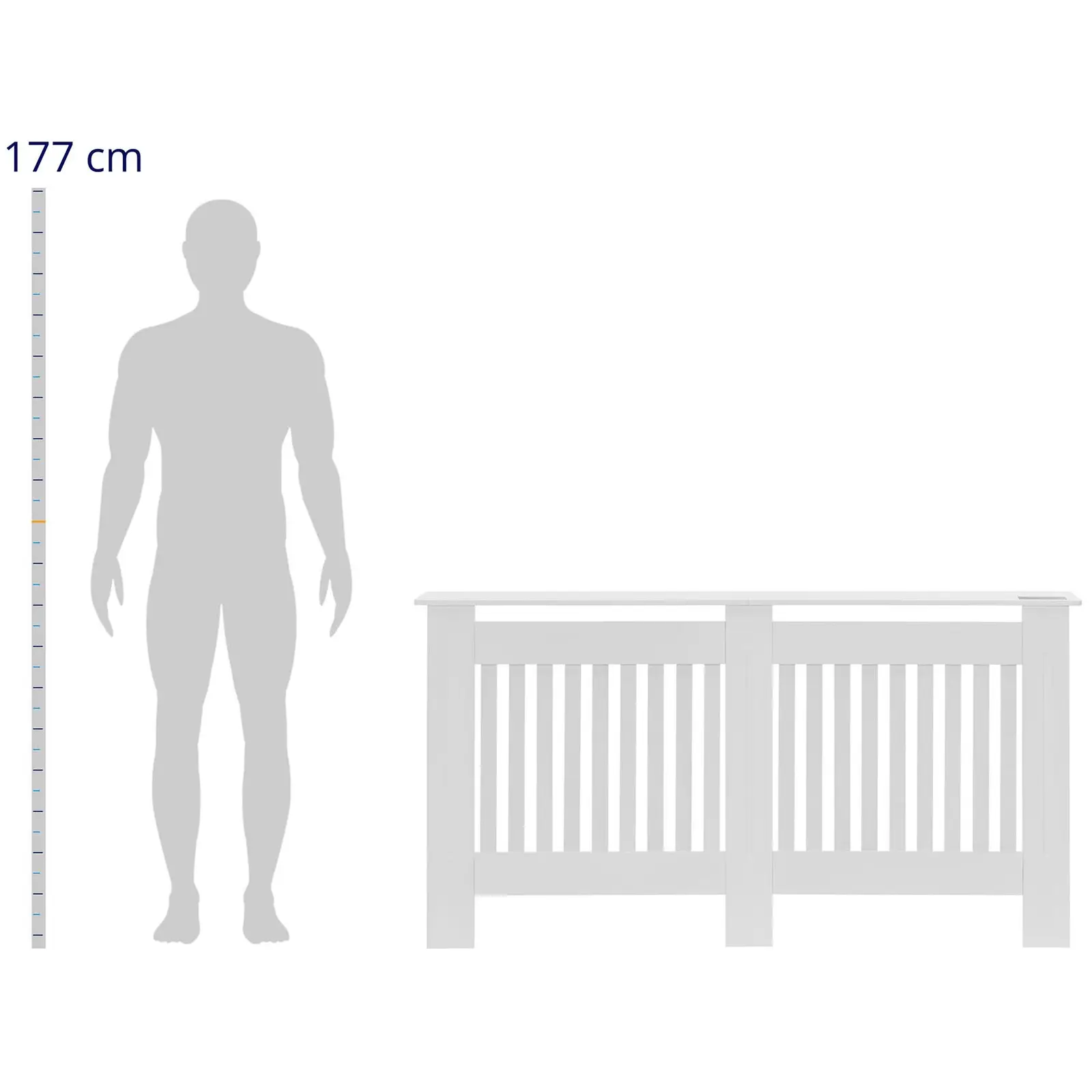 Cache radiateur - 152 x 82 x 19 cm - Blanc