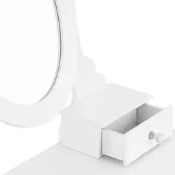Toaletka z lustrem owalnym i taboretem - 5 szuflad - biała