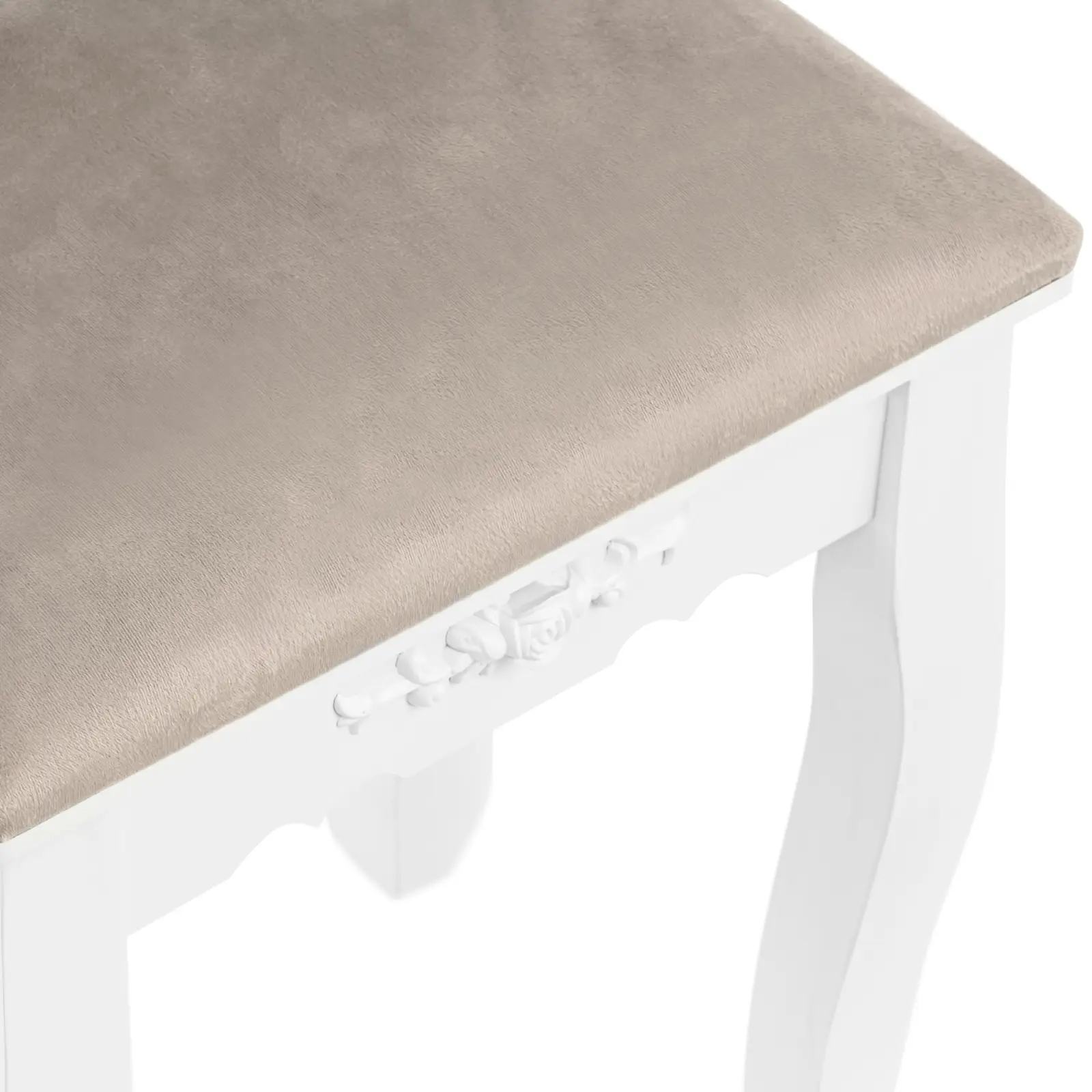 Schminktisch mit rechteckigem Spiegel und Hocker - 5 Schubladen - weiß (Batteriebetrieben: Nein)