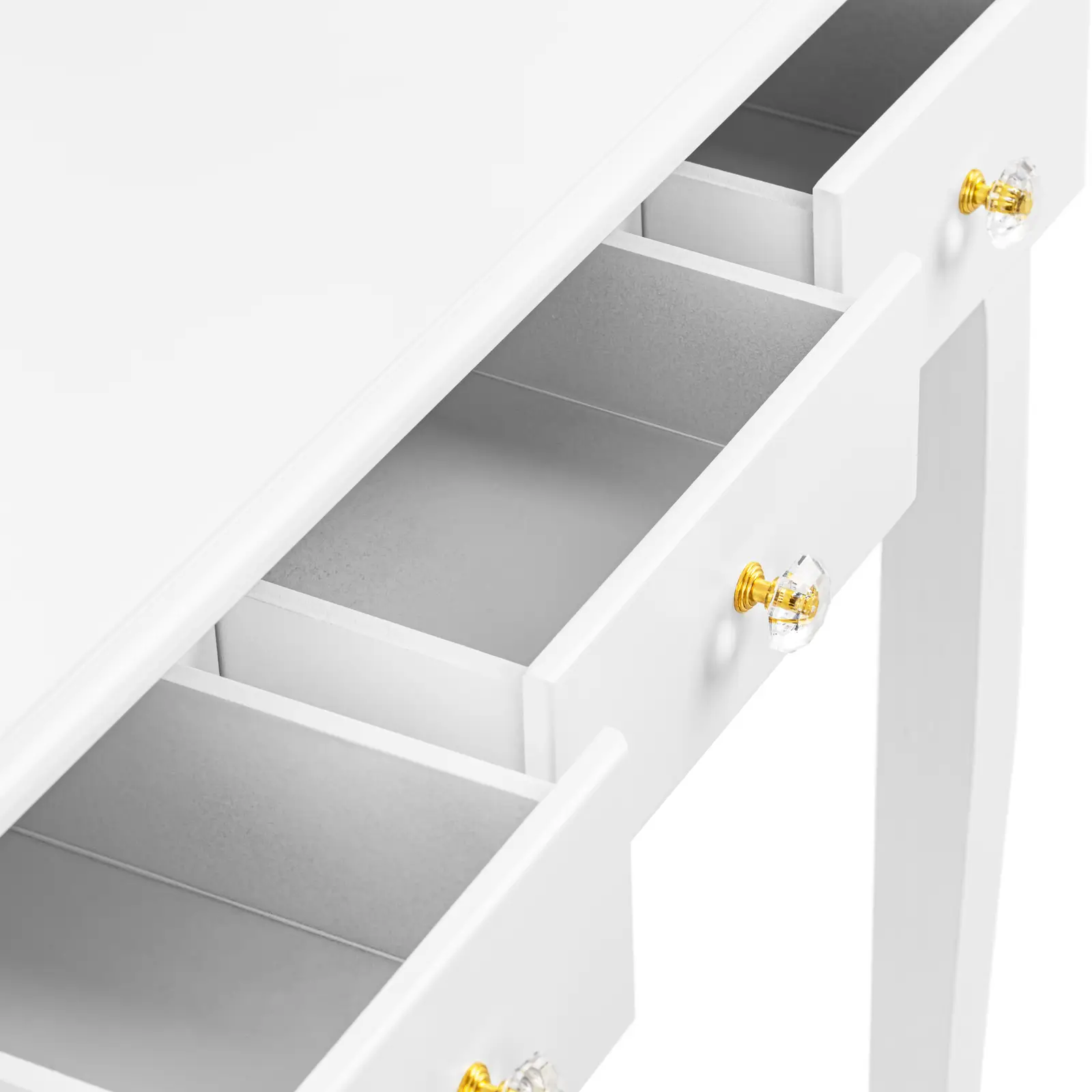 Schminktisch mit rechteckigem Spiegel und Hocker - 5 Schubladen - weiß (Material: MDF (mitteldichte Holzfaser))