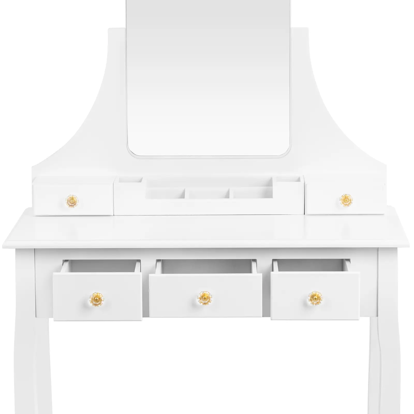 Schminktisch mit rechteckigem Spiegel und Hocker - 5 Schubladen - weiß (Höhe Tisch [cm]: 76)