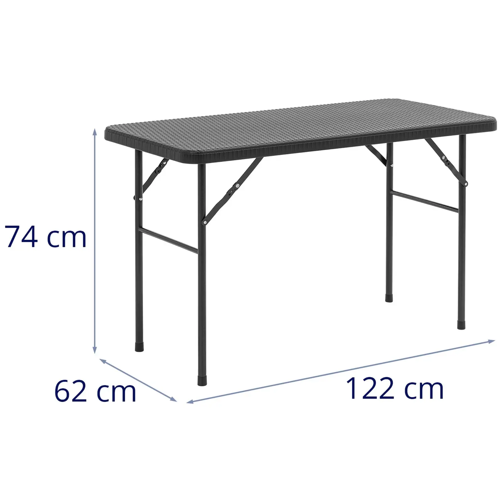 Table de jardin pliante - 121,60 x 61,50 x 73,50 cm - pour l'intérieur et l'extérieur - noir