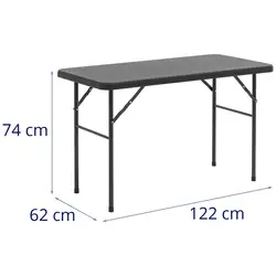 Folding Table - 121.60 x 61.50 x 73.50 cm - indoor/outdoor - black