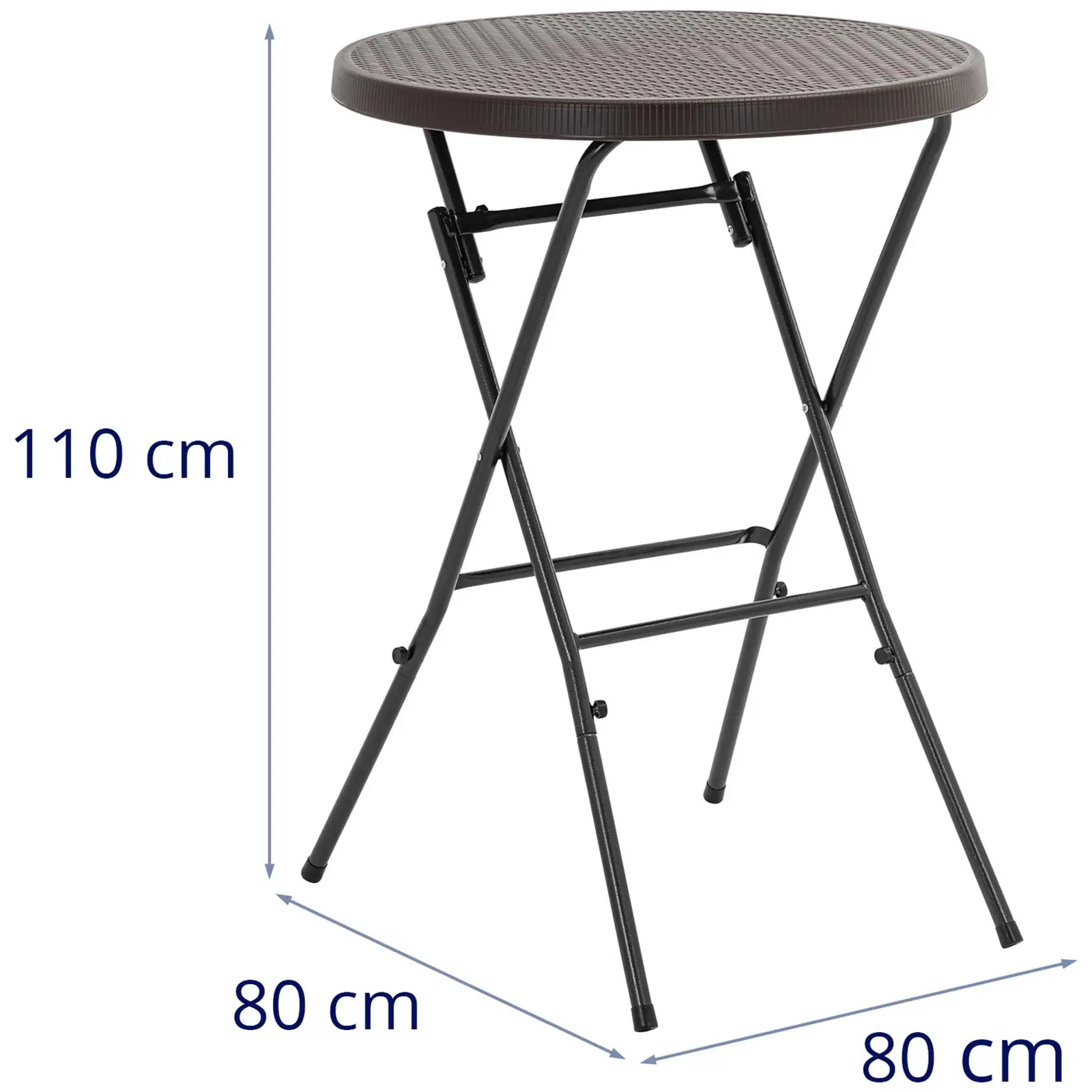 Skládací stůl - 79 x 79 x 110 cm - 75 kg - vnitřní/venkovní - černý (Maximální zatížení: 75 kg)