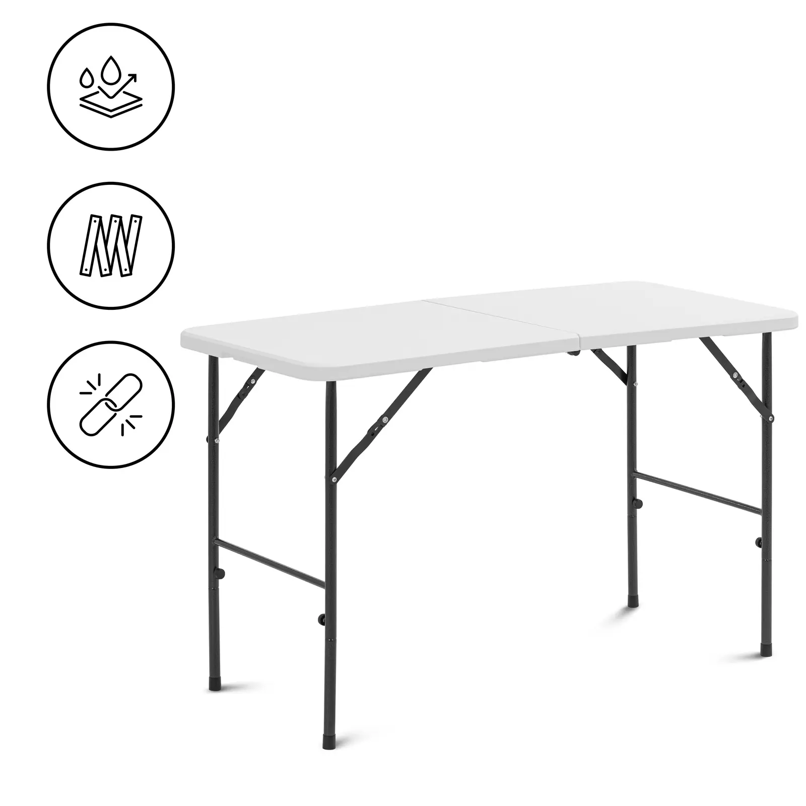 Stół składany - 120 x 60 x 74,50 cm - 75 kg - wewnętrzny/zewnętrzny - biały