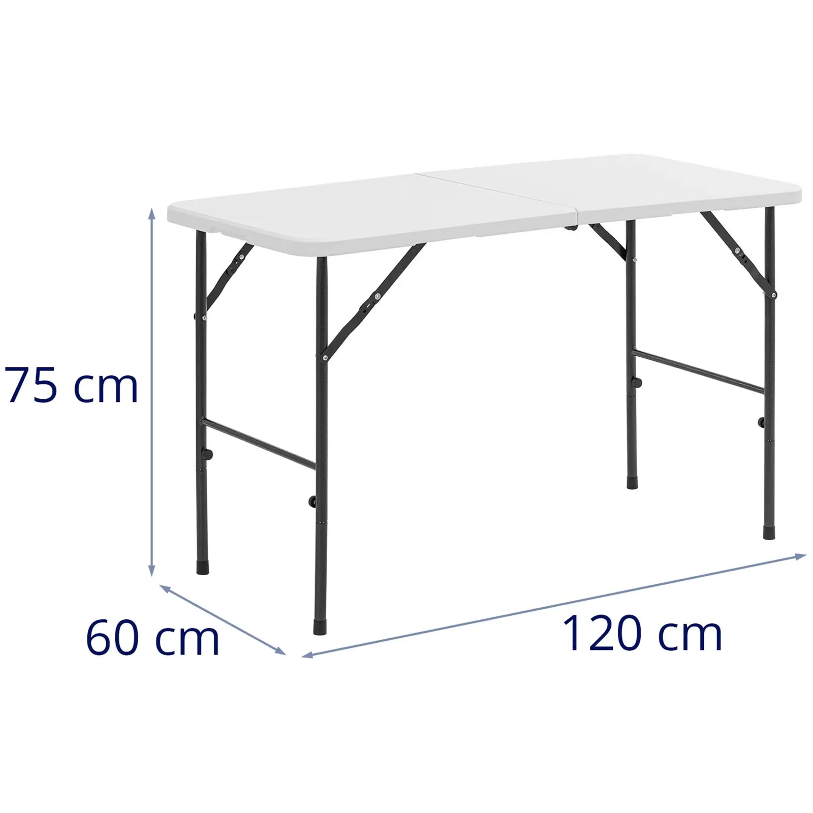 Hopfällbart bord -120 x 60 x 74,50 cm - 75 kg - Inomhus / utomhus - Vitt