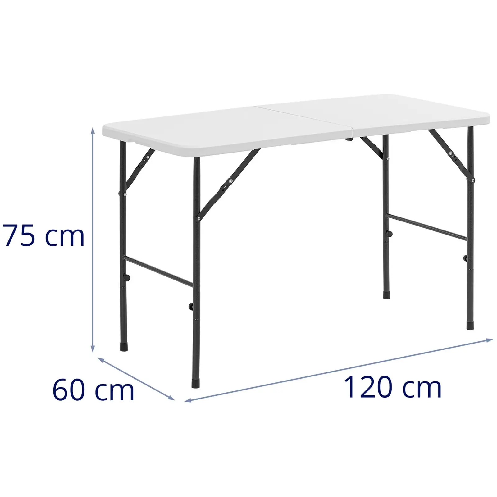 Stół składany - 120 x 60 x 74,50 cm - 75 kg - wewnętrzny/zewnętrzny - biały