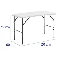 Sammenleggbart bord - 120 x 60 x 74,50 cm -75 kg - innendørs/utendørs - hvit