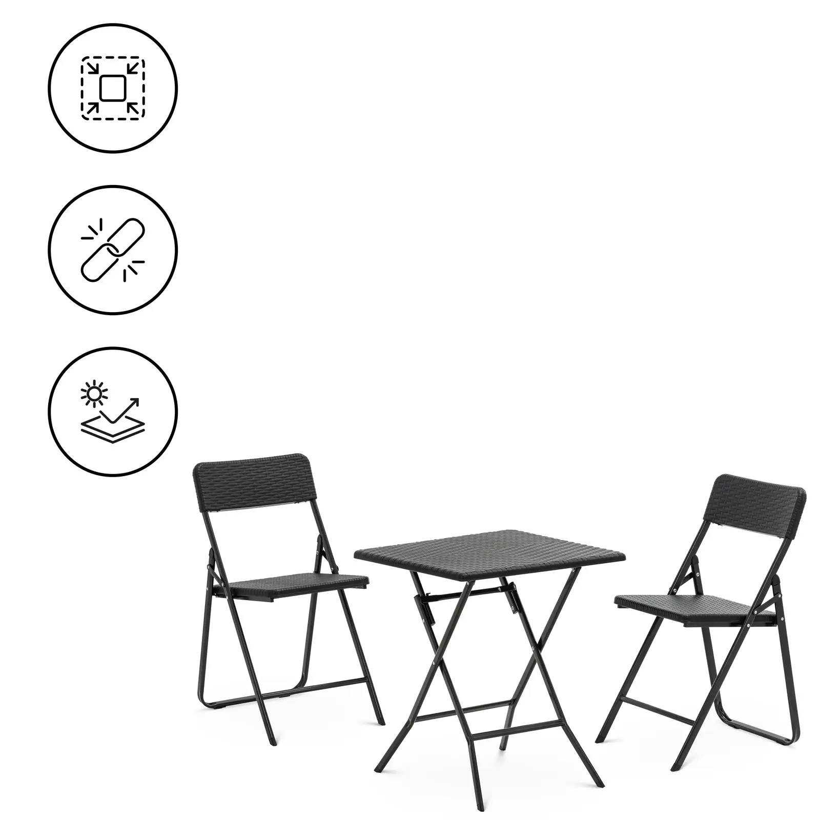 Puutarhakalustesetti - pöytä ja 2 tuolia - teräs / HDPE - kokoontaitettava