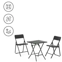 Σετ επίπλων κήπου - τραπέζι με 2 καρέκλες - χάλυβας / HDPE - πτυσσόμενο