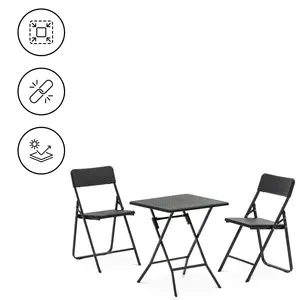 Záhradná sedacia súprava - stôl s 2 stoličkami - oceľ / HDPE - sklápacia