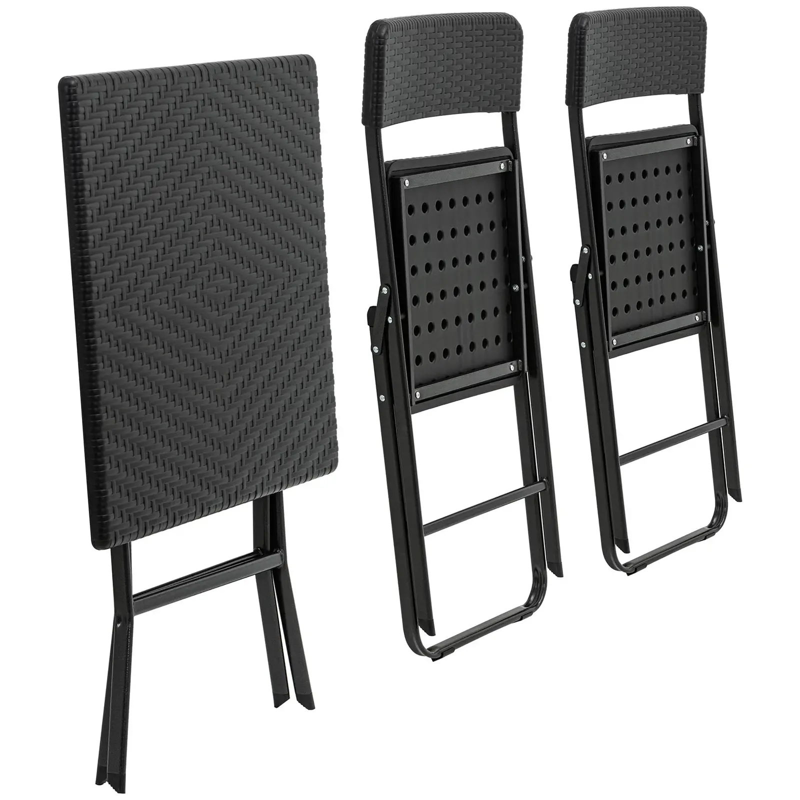 Salon de balcon - table avec 2 chaises - acier / HDPE - pliable