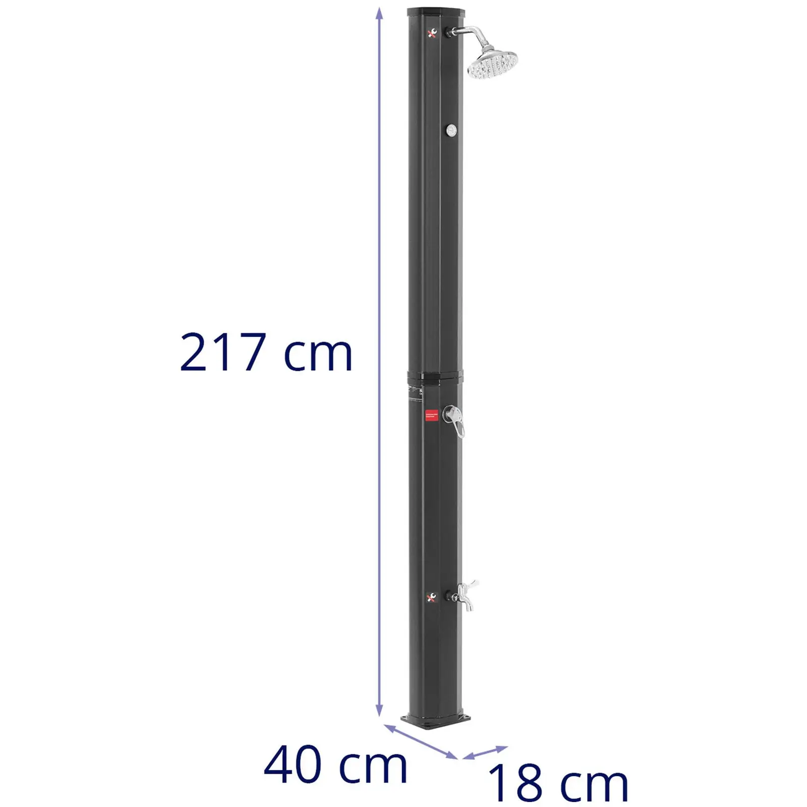 Solardusche - 35 l Tank - inkl. Regendusche, Wasserhahn, Thermometer