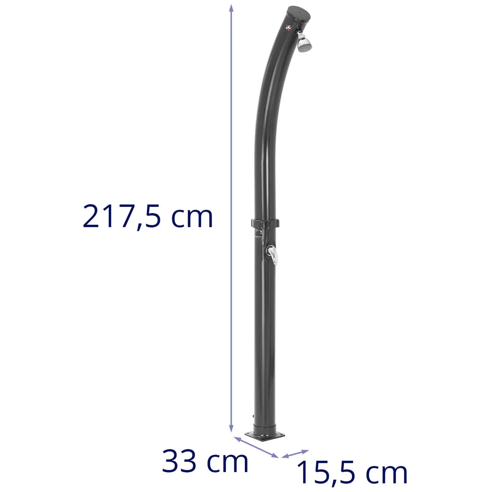 Saulės dušas - 20 l bakas - reguliuojama dušo galvutė (Lėkštės dydis [cm]: 15.5 x15.5 x 0.8 )