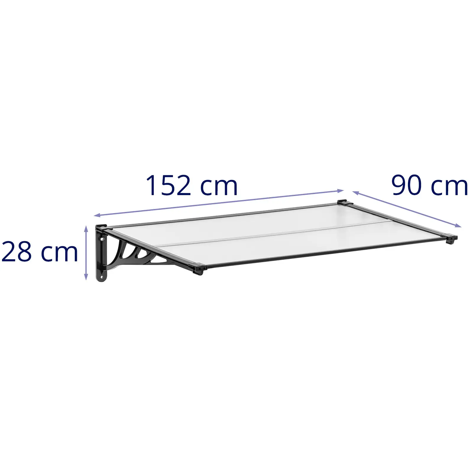 Auvent porte d'entrée - 28 x 152 x 90 cm