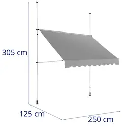 Toldo para varanda - 2 - 3,1 m - 250 x 120 cm - resistente aos raios UV - cinza antracite / branco