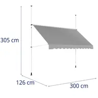 Toldo para varanda - 2 - 3,1 m - 300 x 120 cm - resistente aos raios UV - cinza antracite / branco