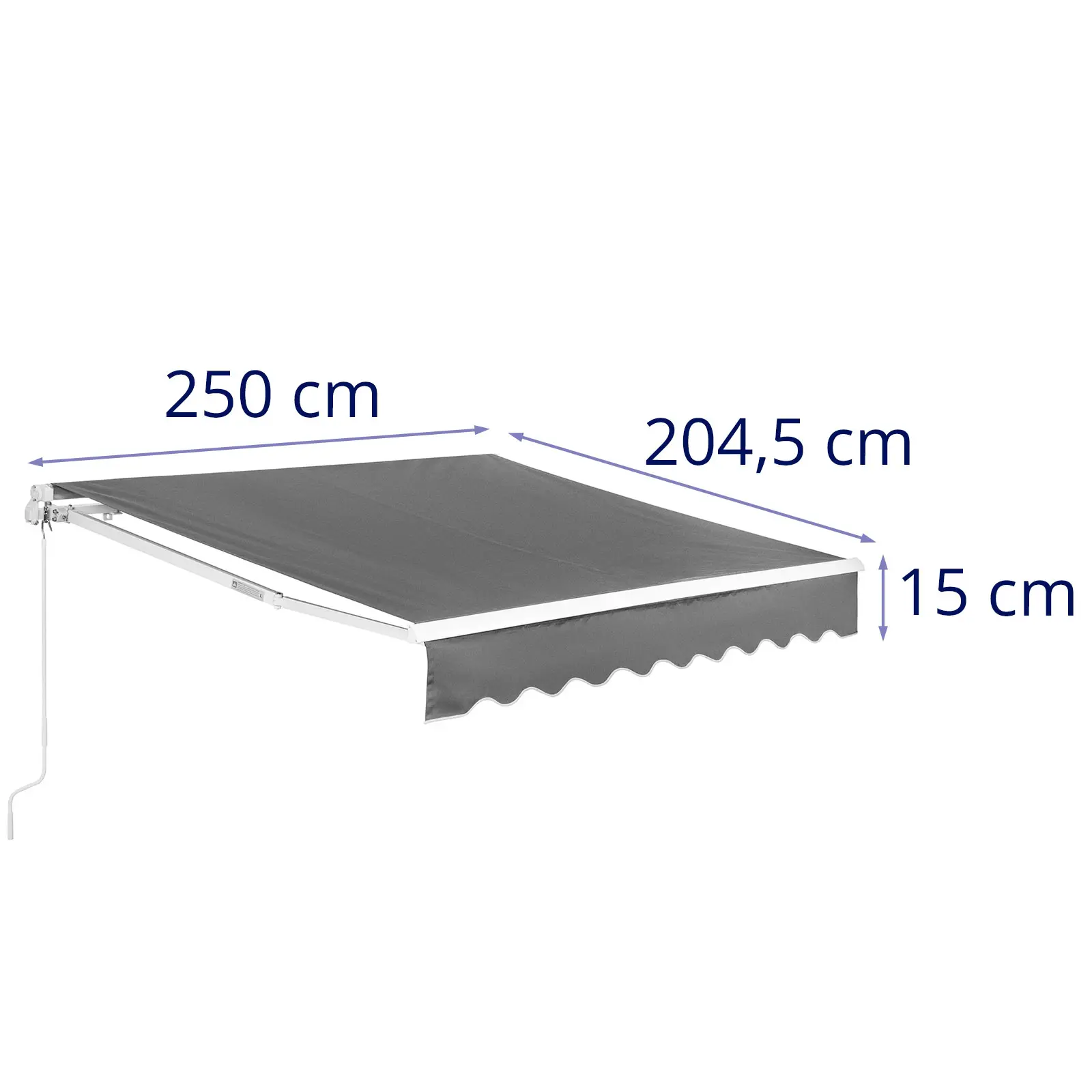 Markise - for balkong/terrasse - manuell - 200 x 250 cm - UV-bestandig - antrasittgrå