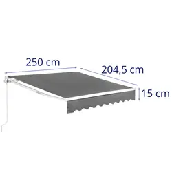 Auvent manuel rétractable - pour balcon / terrasse - 200 x 250 cm - résistant aux UV - gris anthracite