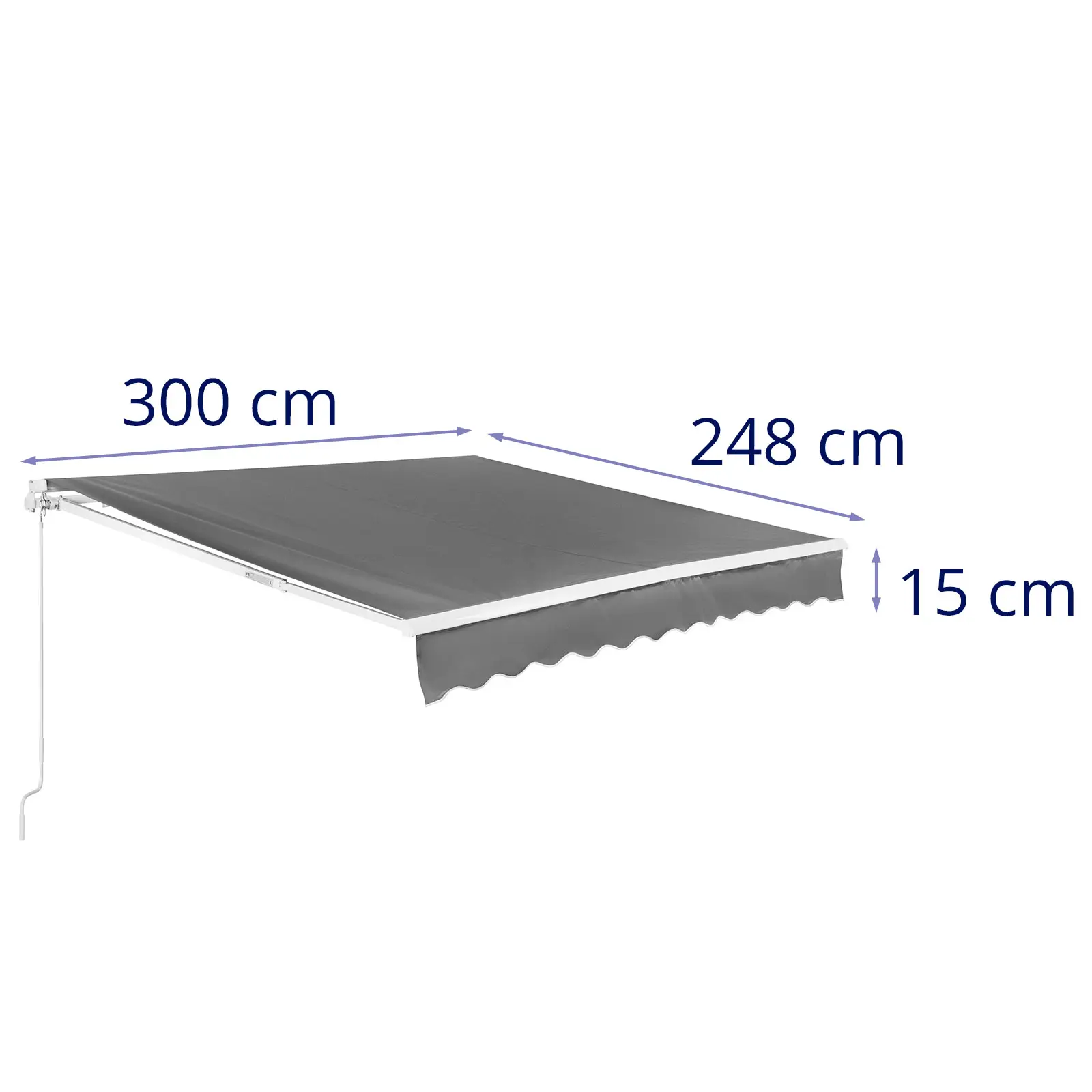 Markise - for balkong/terrasse - manuell - 300 x 250 cm - UV-bestandig - antrasittgrå