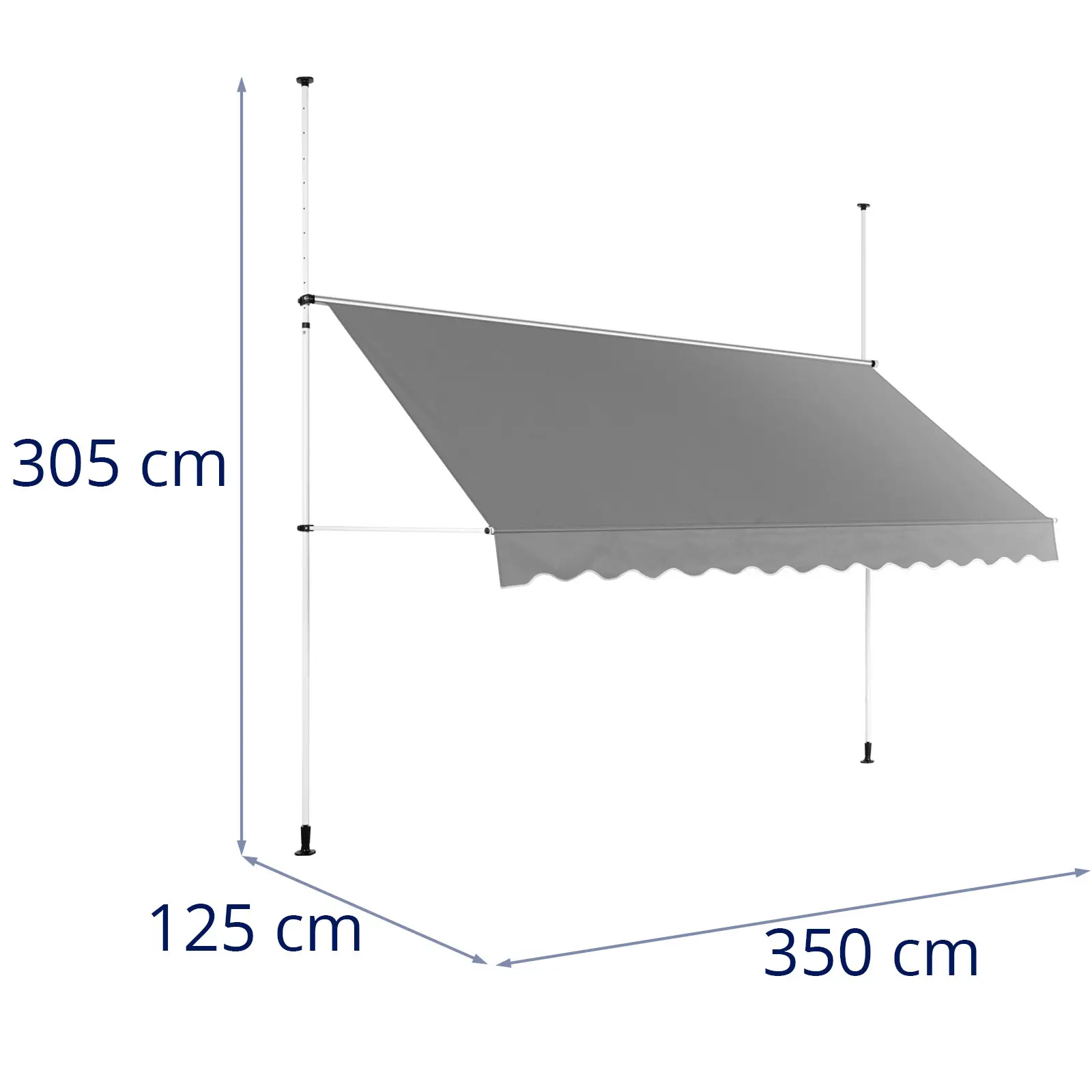 Zonwering - balkon - 350 x 120 cm - UV-bestendig - antracietgrijs/wit