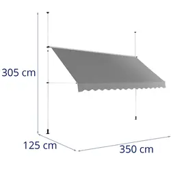 Auvent rétractable - sur pied - de 2 à 3,1 m - 350 x 120 cm - résistant aux UV - gris anthracite / blanc