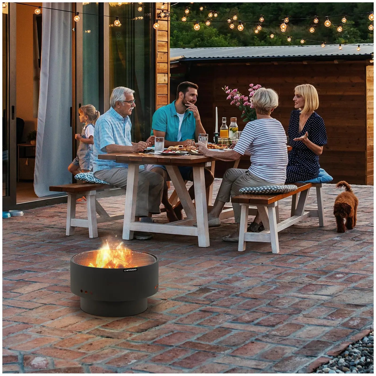 Fire bowl - with 2 grill grates -60 x60 x36 cm