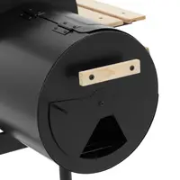 Грил на дървени въглища с пушач BBQ - желязо / дърво - 2 камери - 2 рафта - Royal Catering