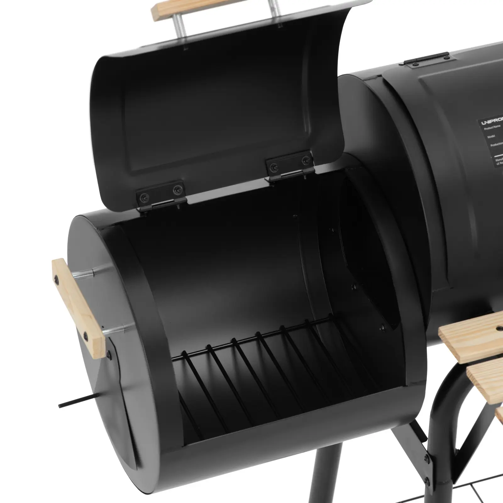 Grill mit Smoker - Eisen / Holz - 2 Kammern - 2 Ablagen