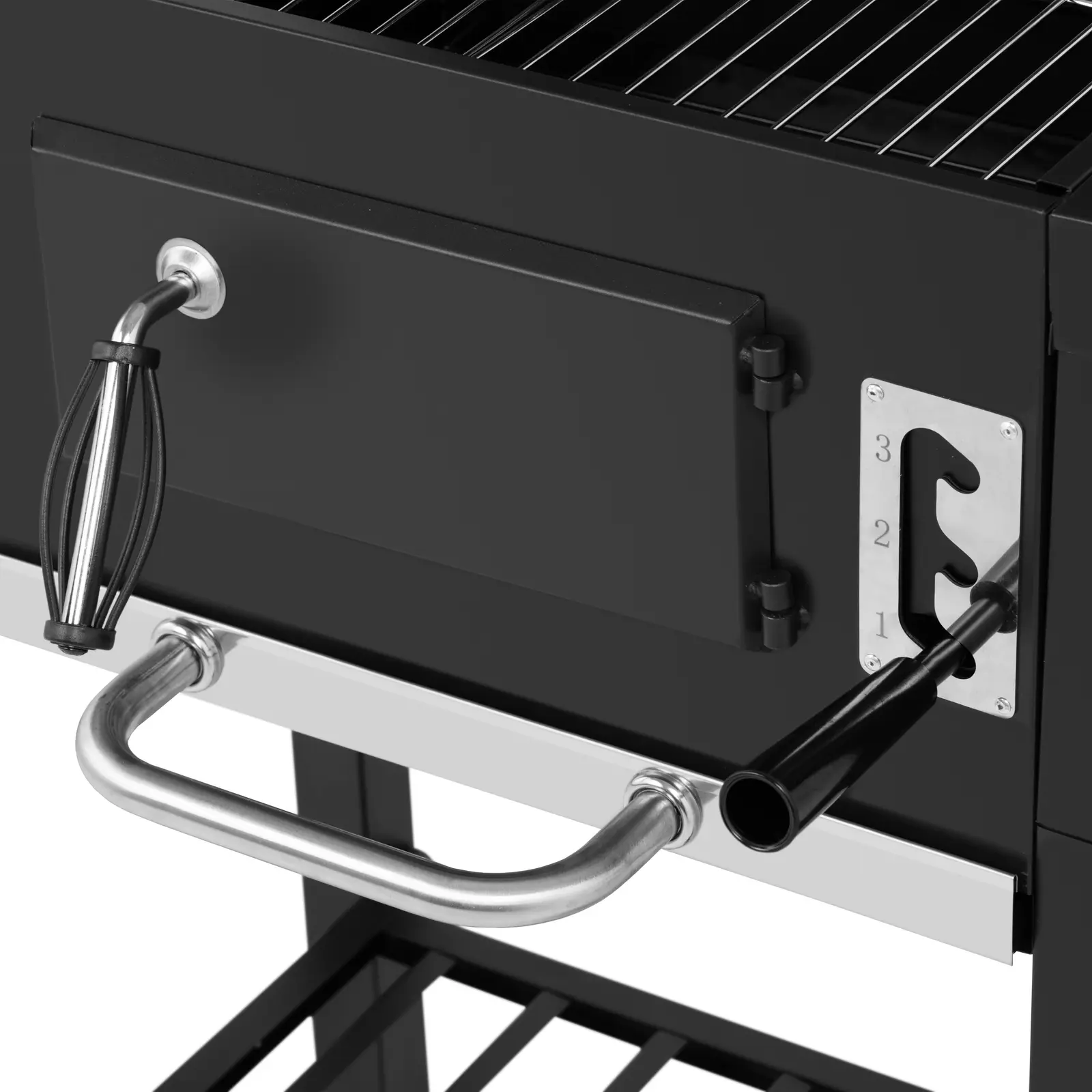 Charcoal Grill with BBQ smoker - steel - 2 shelves