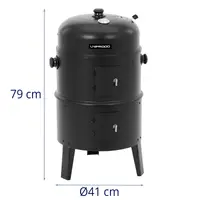 Füstölő grill - 3 fokozat - hőmérséklet-kijelző