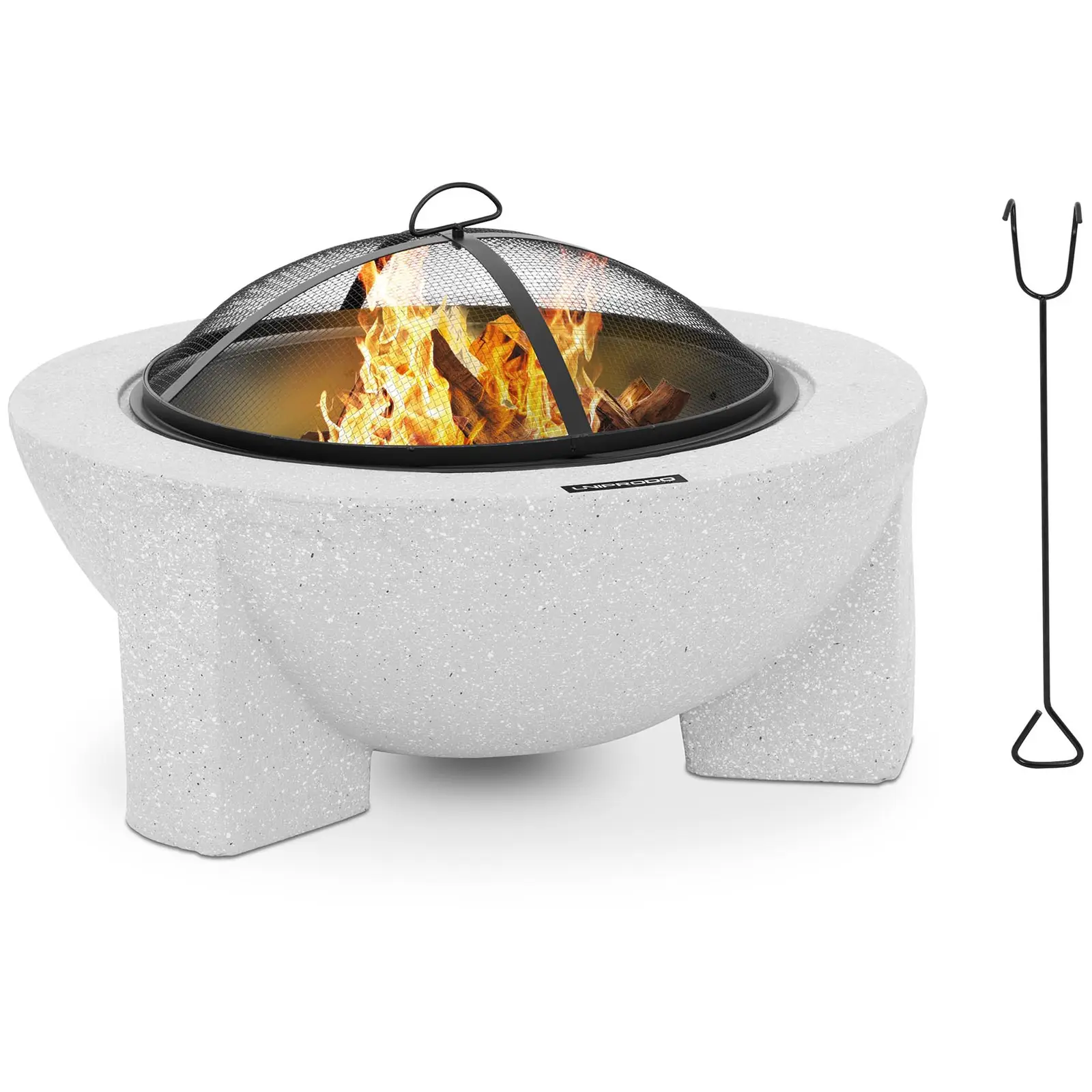 Fire bowl - with grill grate - light gray -74 x 74 x 48 cm