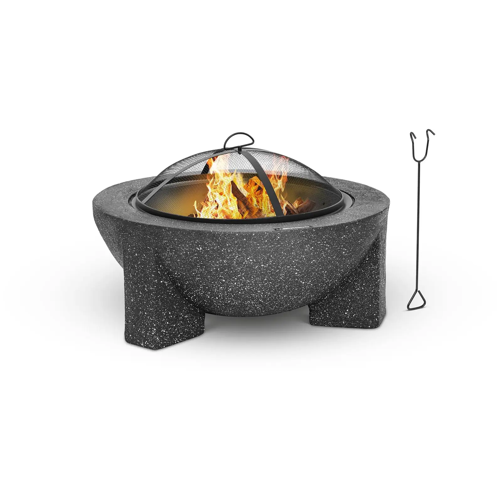 Tűztál - grillráccsal - sötétszürke - 74 x 74 x 46 cm