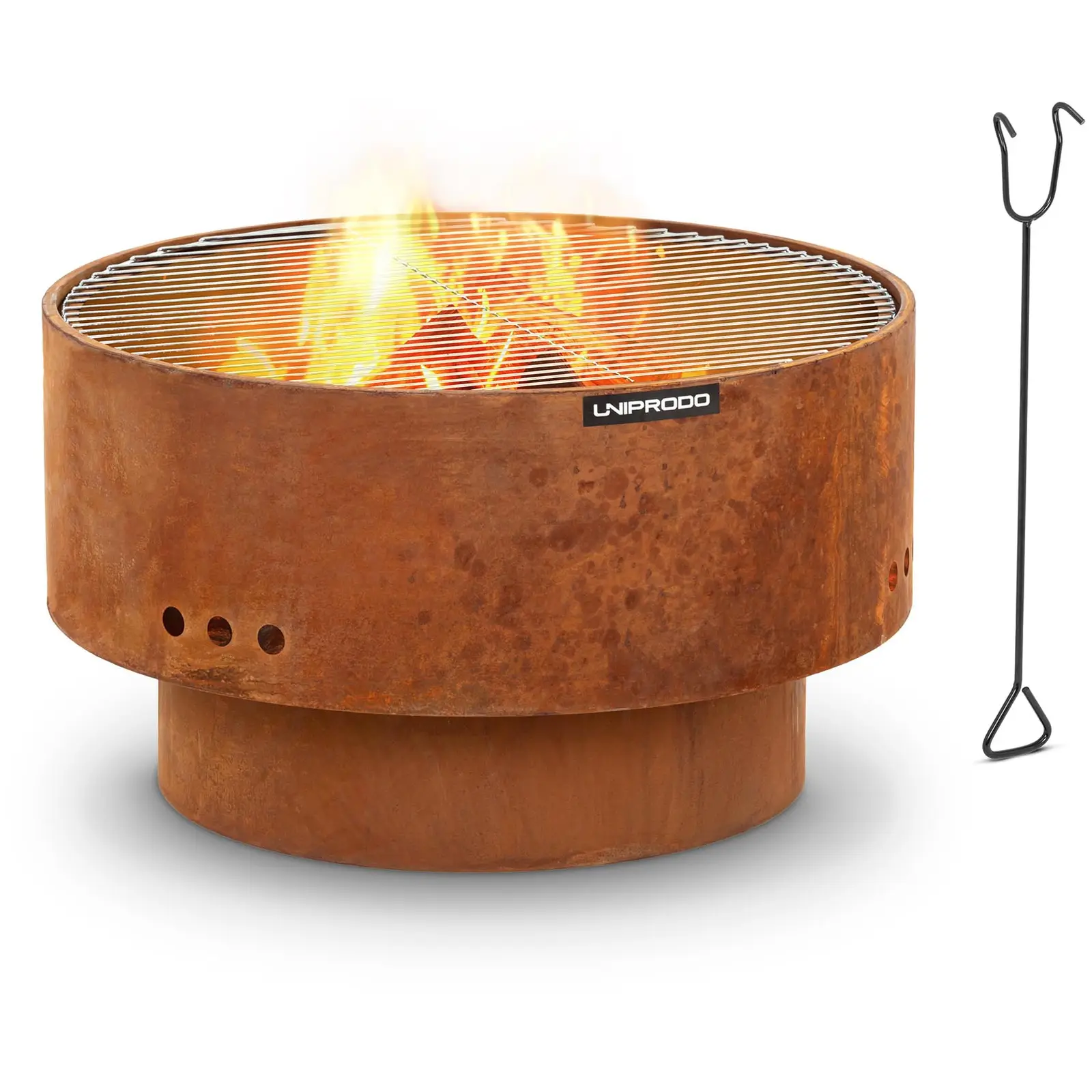 Fire bowl - in rust look - with 2 grids -60 x60 x34.5 cm