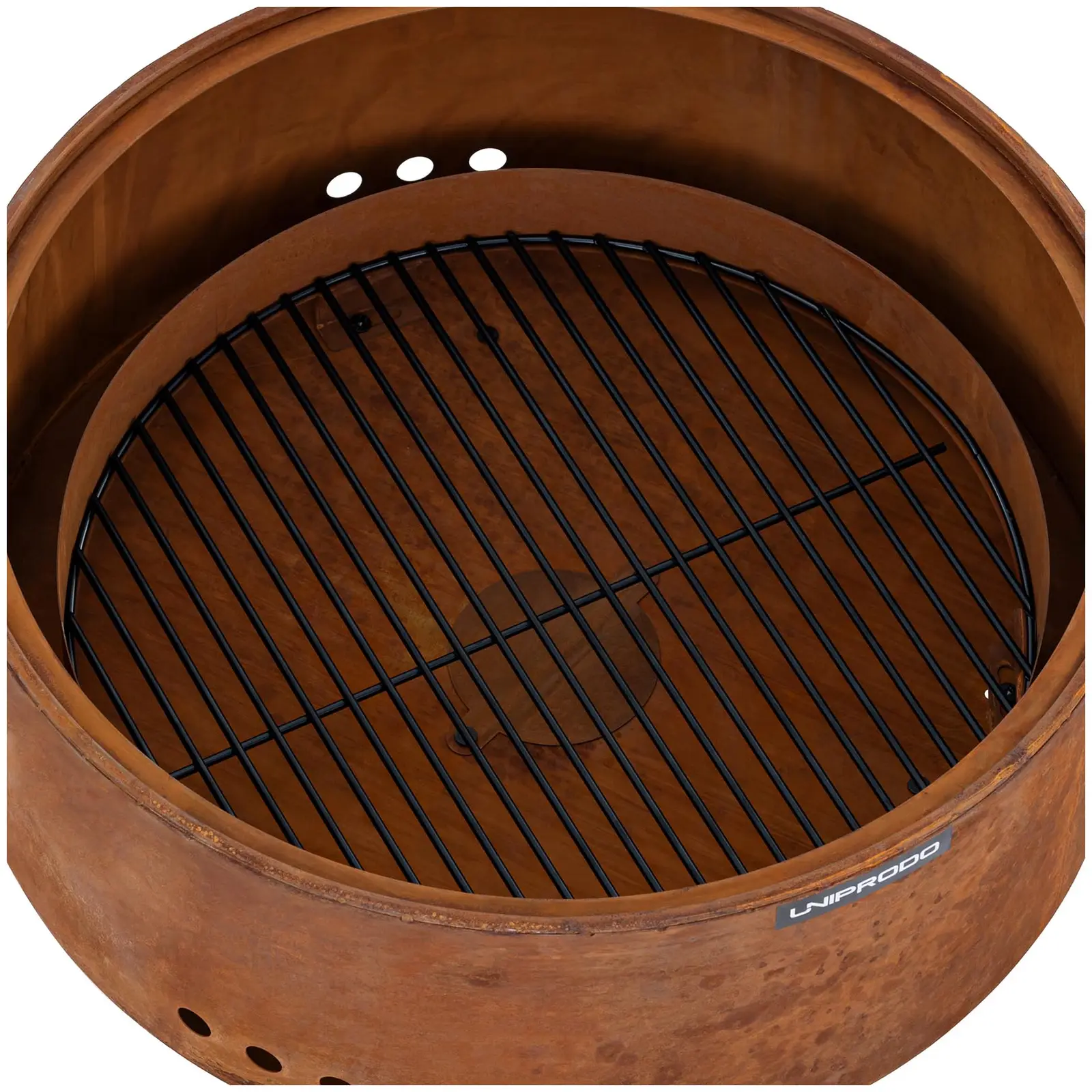 Přenosné ohniště - rezavý vzhled - se 2 rošty - 60 x 60 x 34.5 cm (Provoz na baterie: Ne)