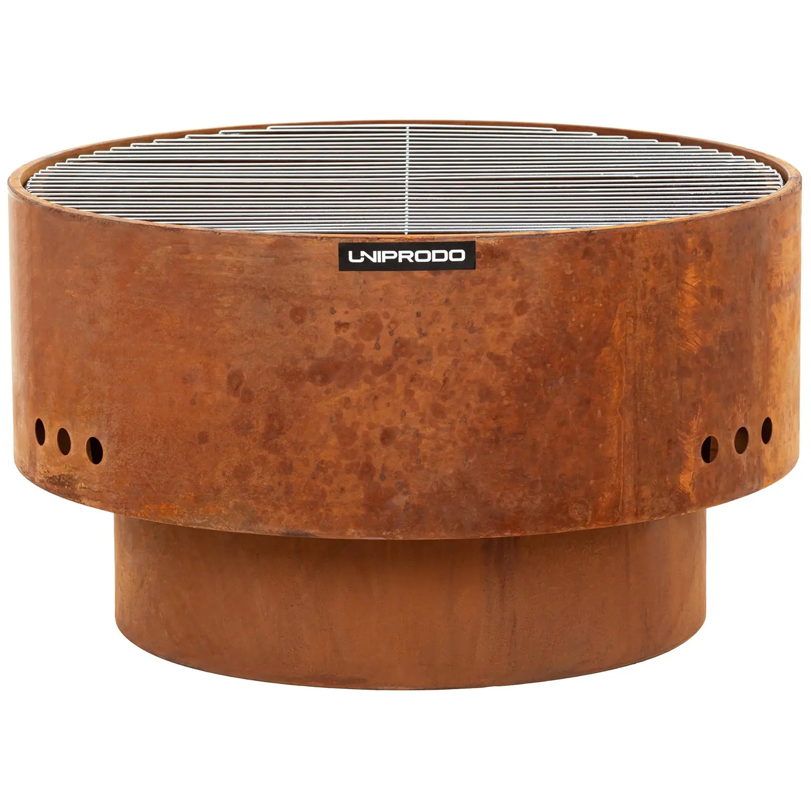 Přenosné ohniště - rezavý vzhled - se 2 rošty - 60 x 60 x 34.5 cm (Hmotnost: 9.7 kg)