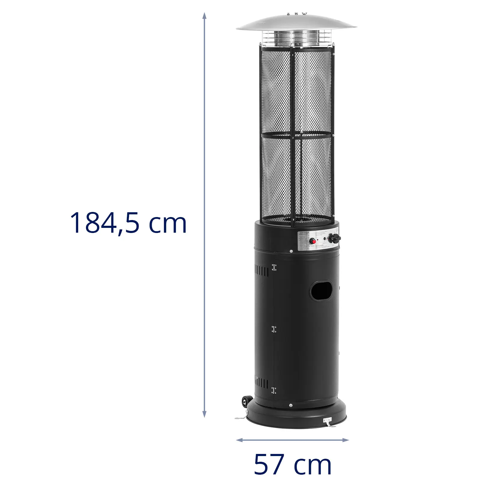 Chauffage extérieur gaz - 11 kW - hauteur 1 845 mm - inox (Dimensions de la base [cm]: Ø46 x8.1)